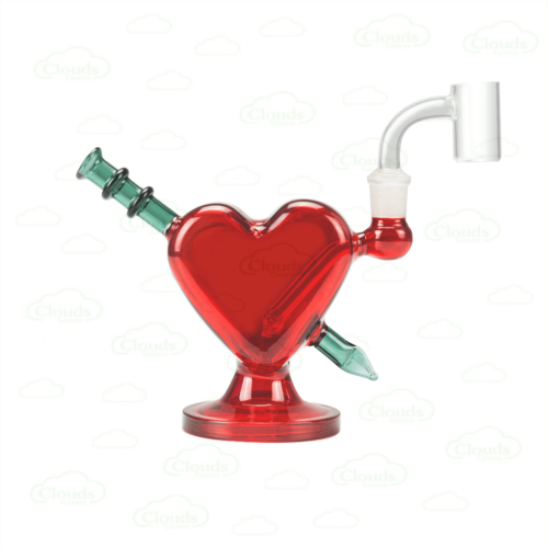 Red heart LOVE glass rig with banger (4)