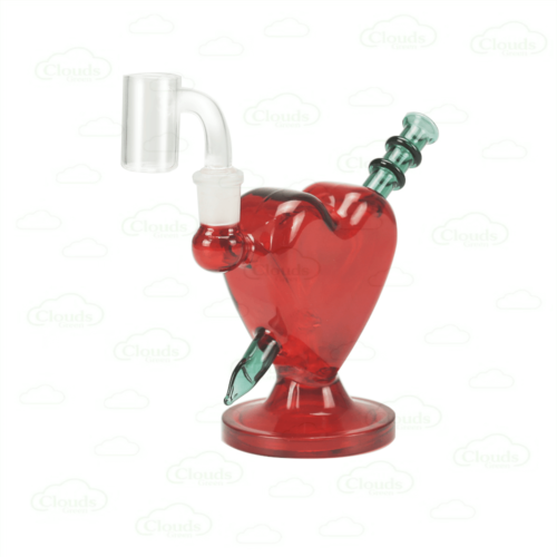 Red heart LOVE glass rig with banger (6)