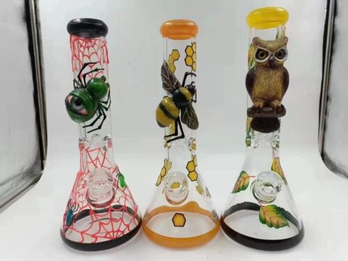 Hand Drawing 3D Art Glass Beaker