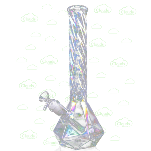 Iridescent diamond twisted glass beaker bong