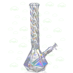 Iridescent diamond twisted glass beaker bong
