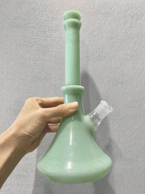 elegant jade green glass beaker bong