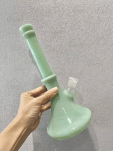 elegant jade green glass beaker bong