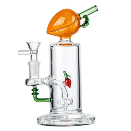 portable peach fruit glass dab rig