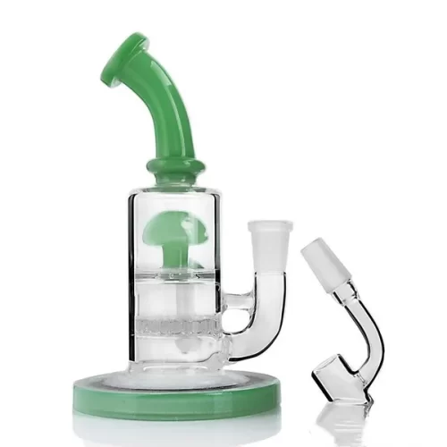 7inch tall mushroom glass dab rig bong with honeycomb perc