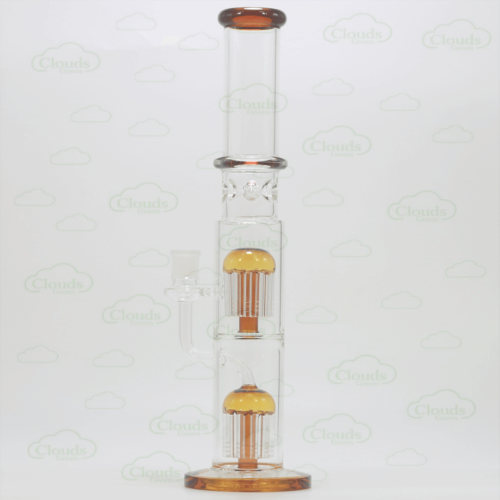 Double shower head perc glass straight bong