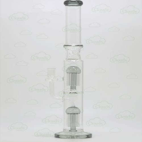 Double shower head perc glass straight bong