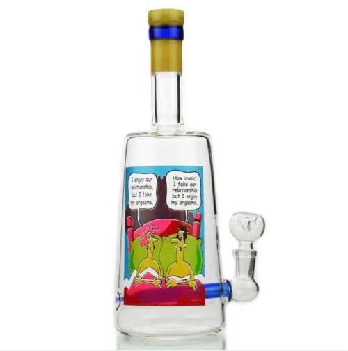 alcohol glass bottle bong with decal