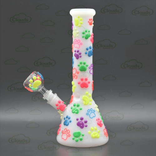 3D hand painted glow in the dark claw glass beaker bong