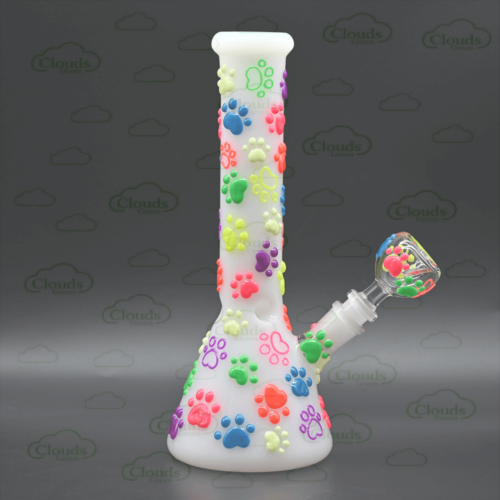 3D hand painted glow in the dark claw glass beaker bong