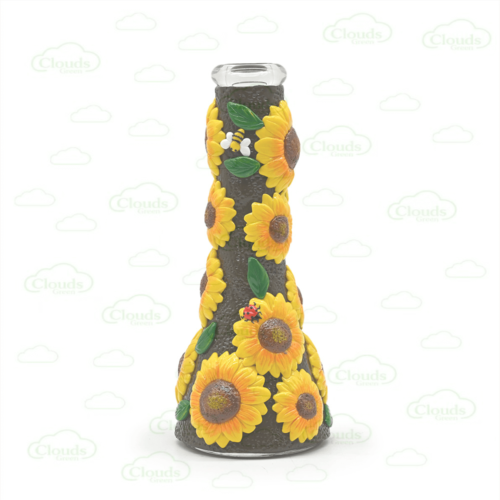 3D hand painted sun flower glass beaker bong