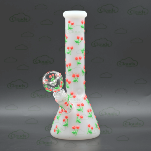 Hand painted cherry glass beaker bong5