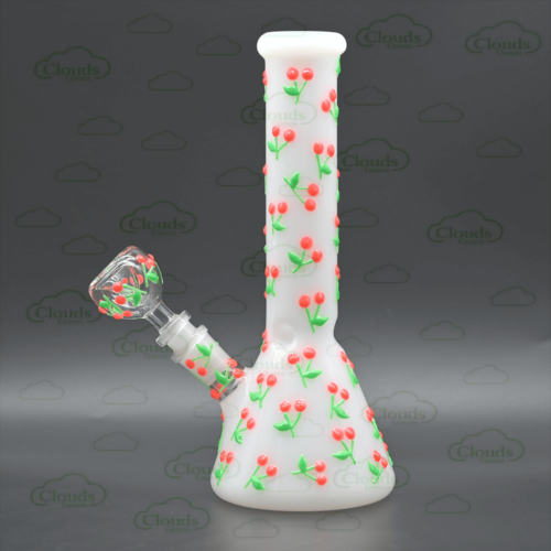 Hand painted cherry glass beaker bong5