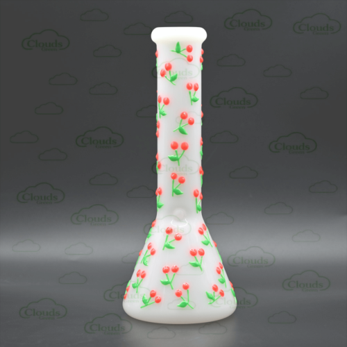 Hand painted cherry glass beaker bong5