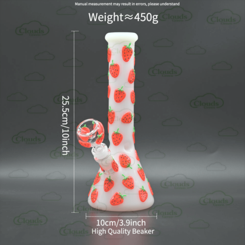 glow in the dark 3D hand painted strawberry glass beaker bong
