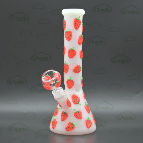 glow in the dark 3D hand painted strawberry glass beaker bong