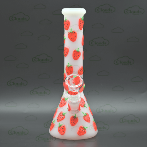 glow in the dark 3D hand painted strawberry glass beaker bong