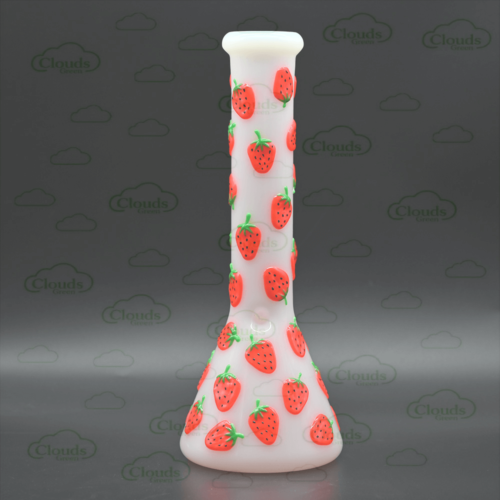 glow in the dark 3D hand painted strawberry glass beaker bong