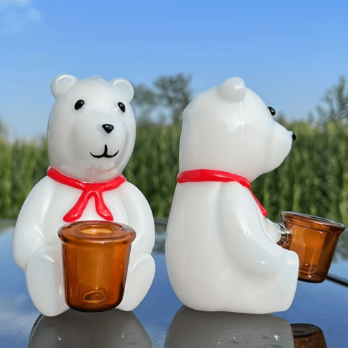 cute christmas bear glass rig