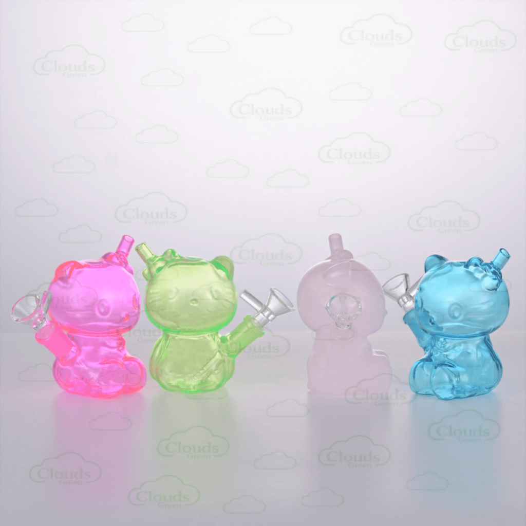 4.4inch Cute Colorful Hello Kitty Glass Dab Rig - Cloudsgreen