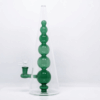11.4-inch clear cone pyramid glass bongs with inner stacked green and pink sphere percolators for B2B wholesale