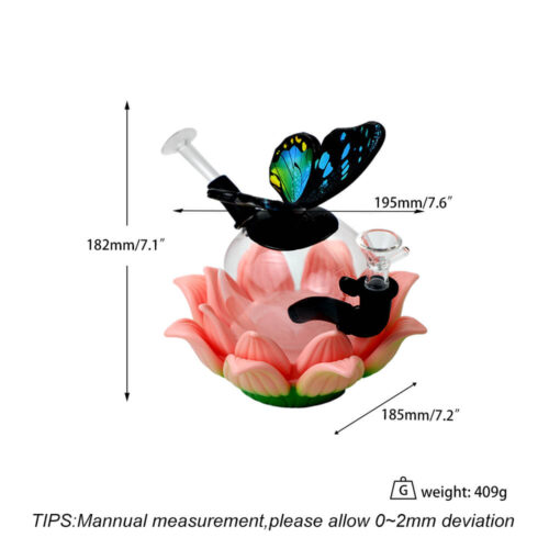 Wholesale Butterfly Bloom Glass Bong - Lotus Water Pipe B2B