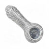Silver rhinestone glass hand pipe, OEM ODM private label custom glass smoking hand pipe from manufacturer