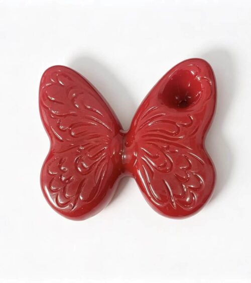 Pink butterfly glass hand pipe,cute novelty shaped glass smoking pipe,multiple color options,custom wholesale glass hand pipe manufacturer popular for female customers
